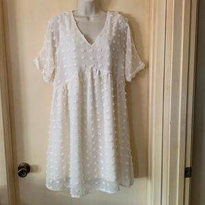 Kirundo ivory loose fit mid length polka dot dress size M